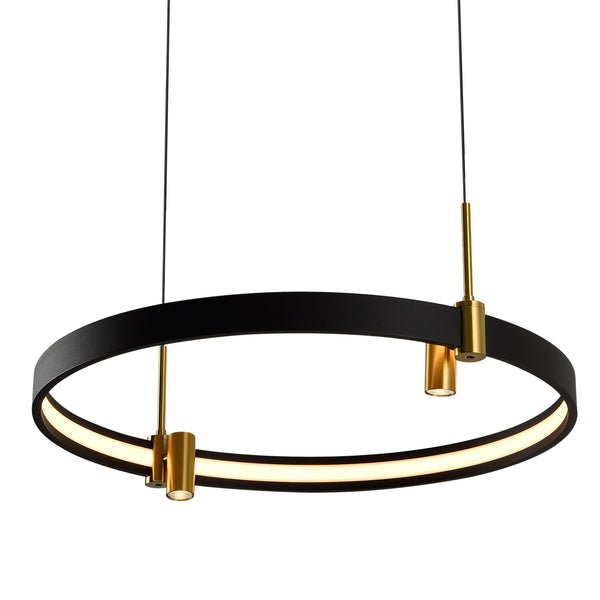 VONN Tania VMC33223BL 23" 100-277V Integrated LED ETL Certified Pendant, Height Adjustable Ring Chandelier, Black