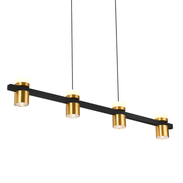 VONN Artisan Ferro VMC34334BL 34" Integrated LED ETL Certified Pendant, Height Adjustable Chandelier, Black