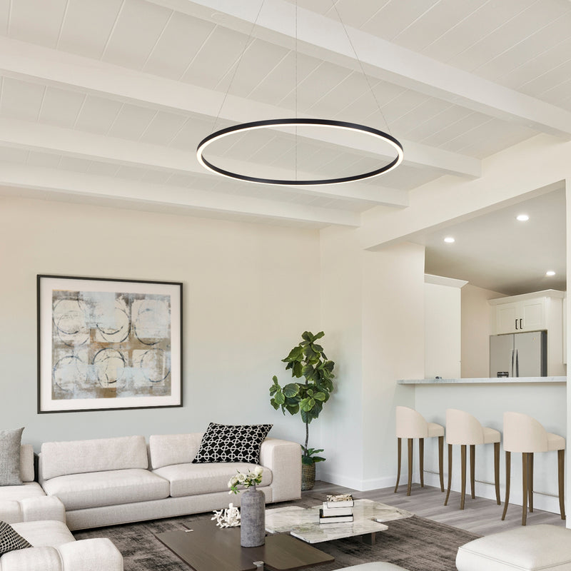 Modern Led Flush Mount Ceiling Light, 5 Rings Light Fixtures 80W Dimmable  with Remote Acrylic, (Black) - Walmart.com